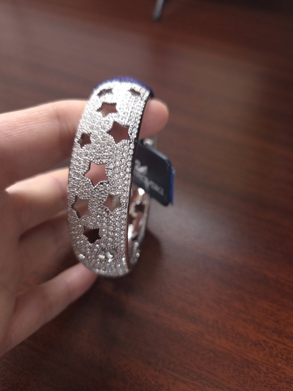 Swarovski Silver Crystal Star  Bangle Bracelet